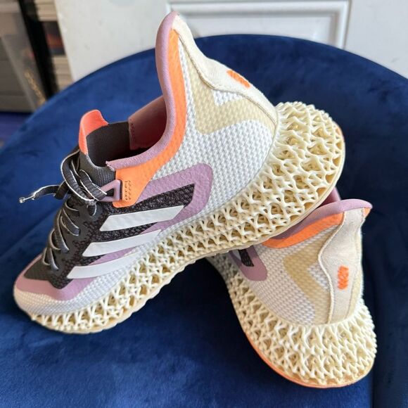 ADIDAS 4D FUSIO WOMEN’S RUNNING SHOES –GRAY / LILAC PURPLE / ORANGE –SIZE 8.5 US - Picture 3 of 17